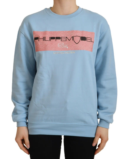 Philippe Model Light Blue Logo Printed Long Sleeves Sweater