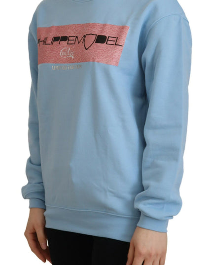 Philippe Model Light Blue Logo Printed Long Sleeves Sweater