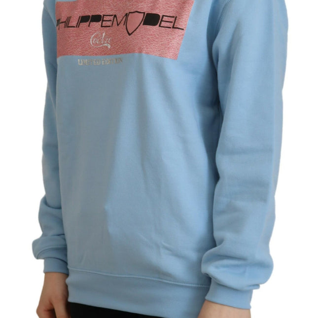 Philippe Model Light Blue Logo Printed Long Sleeves Sweater