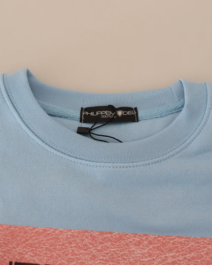 Philippe Model Light Blue Logo Printed Long Sleeves Sweater