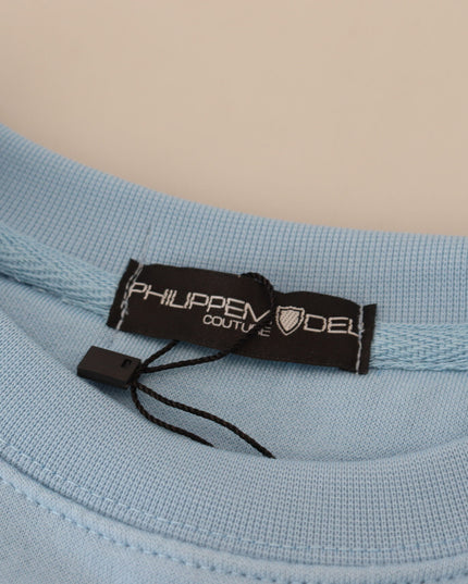 Philippe Model Light Blue Logo Printed Long Sleeves Sweater