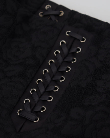 Dolce & Gabbana Black Brocade Mini Above Knee Pencil Skirt