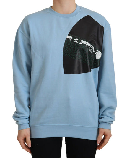 Philippe Model Light Blue Logo Printed Long Sleeves Sweater