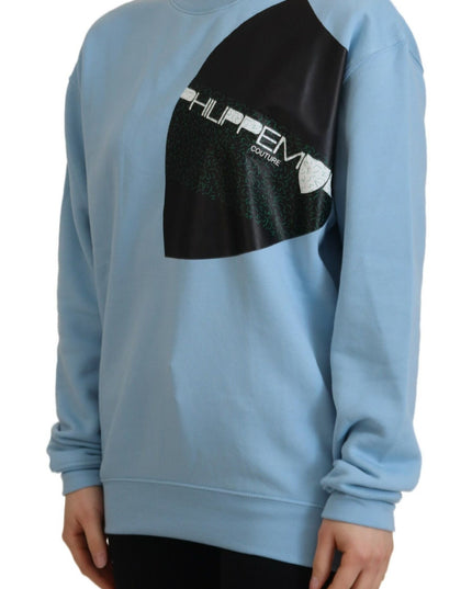 Philippe Model Light Blue Logo Printed Long Sleeves Sweater