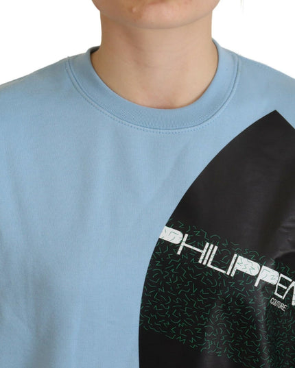 Philippe Model Light Blue Logo Printed Long Sleeves Sweater