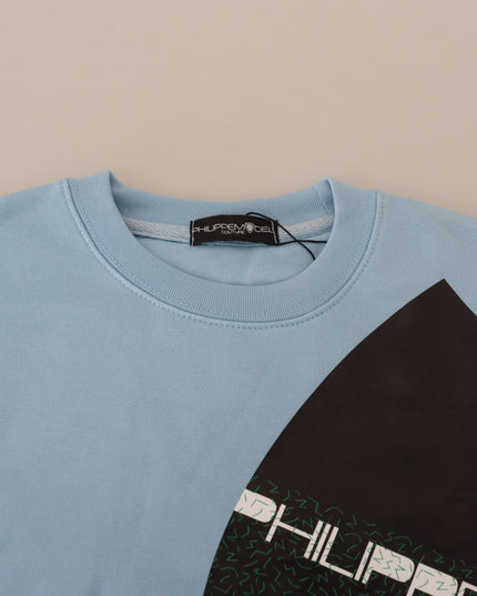 Philippe Model Light Blue Logo Printed Long Sleeves Sweater
