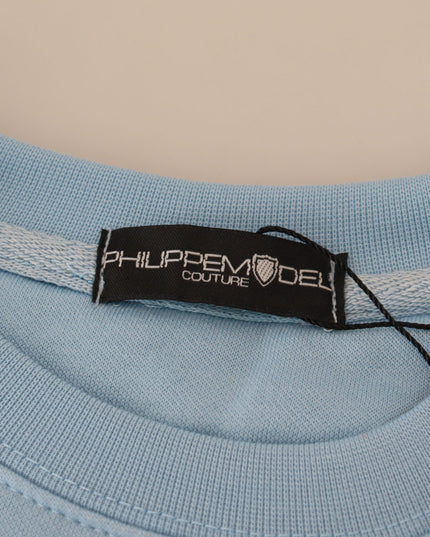 Philippe Model Light Blue Logo Printed Long Sleeves Sweater