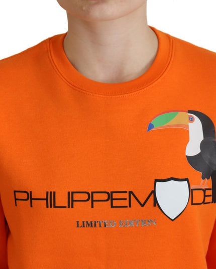 Philippe Model Orange Printed Long Sleeves Pullover Sweater