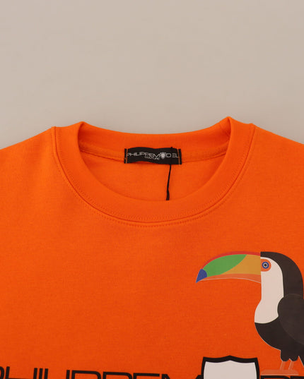 Philippe Model Orange Printed Long Sleeves Pullover Sweater