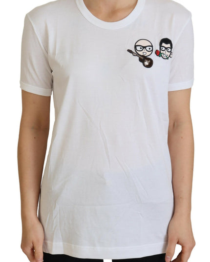 Dolce & Gabbana White #dgfamily Crewneck Cotton T-shirt