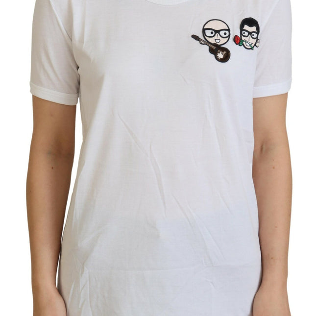 Dolce & Gabbana White #dgfamily Crewneck Cotton T-shirt