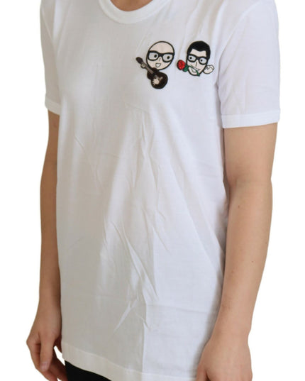 Dolce & Gabbana White #dgfamily Crewneck Cotton T-shirt