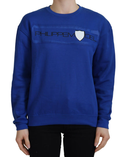 Philippe Model Blue Printed Long Sleeves Pullover Sweater