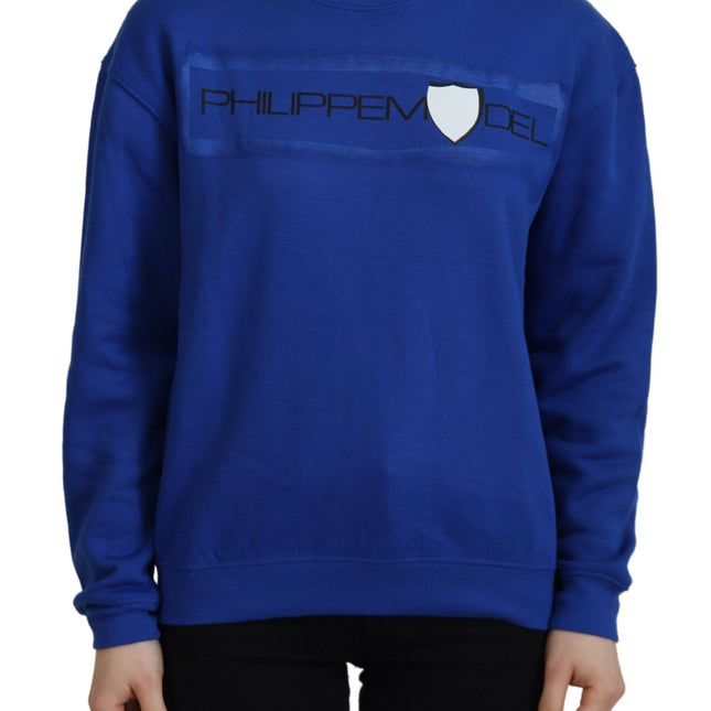 Philippe Model Blue Printed Long Sleeves Pullover Sweater