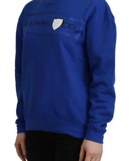 Philippe Model Blue Printed Long Sleeves Pullover Sweater