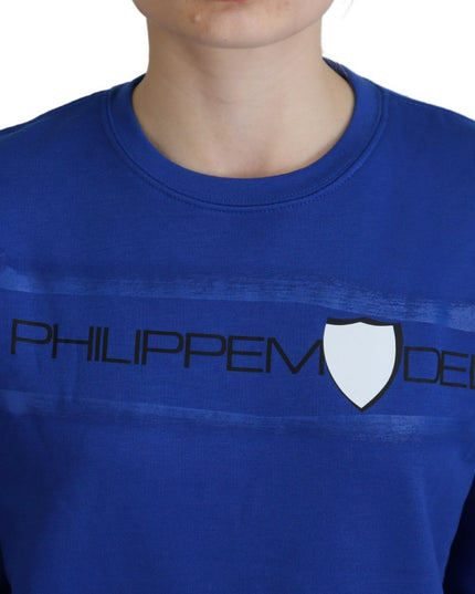 Philippe Model Blue Printed Long Sleeves Pullover Sweater