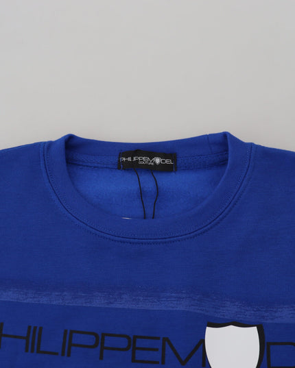 Philippe Model Blue Printed Long Sleeves Pullover Sweater