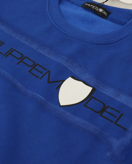 Philippe Model Blue Printed Long Sleeves Pullover Sweater