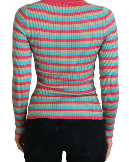 Dolce & Gabbana Multicolor Crewneck Pullover Silk Sweater