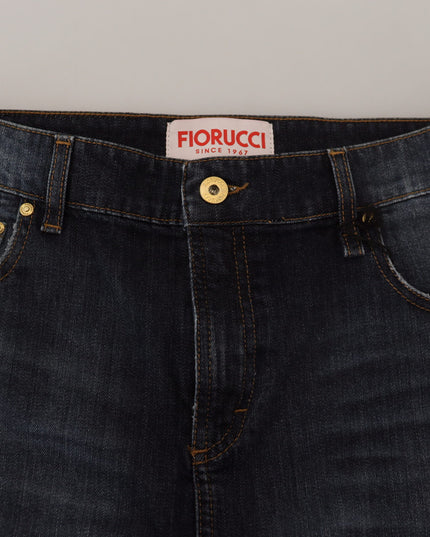 Fiorucci Dark Blue Washed Mid Waist Pencil Cut Denim Skirt