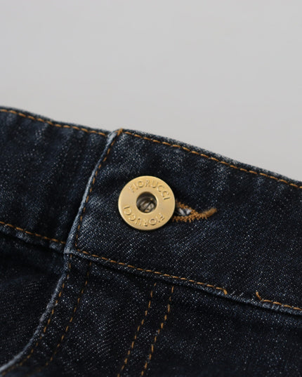 Fiorucci Dark Blue Washed Mid Waist Pencil Cut Denim Skirt