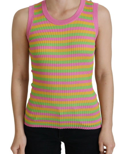 Dolce & Gabbana Multicolor Silk Vest Pullover Tank Top