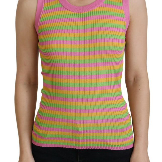Dolce & Gabbana Multicolor Silk Vest Pullover Tank Top