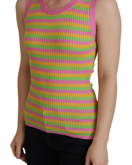 Dolce & Gabbana Multicolor Silk Vest Pullover Tank Top