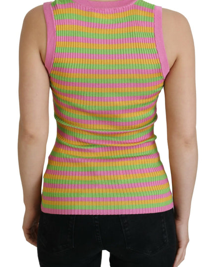 Dolce & Gabbana Multicolor Silk Vest Pullover Tank Top