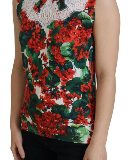 Dolce & Gabbana White Floral Wool Lace Vest Tank Top