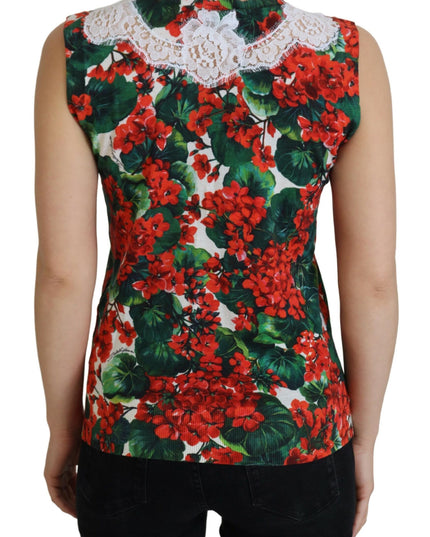 Dolce & Gabbana White Floral Wool Lace Vest Tank Top