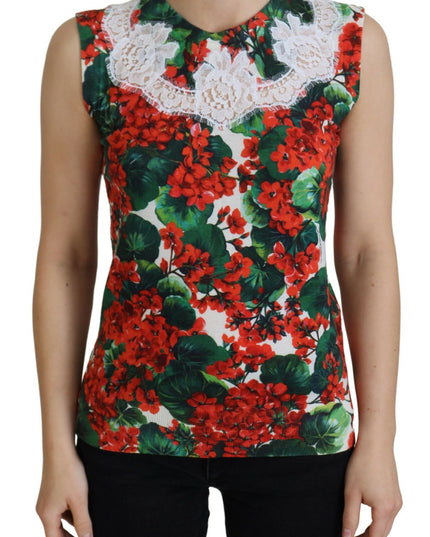 Dolce & Gabbana White Floral Wool Lace Vest Tank Top