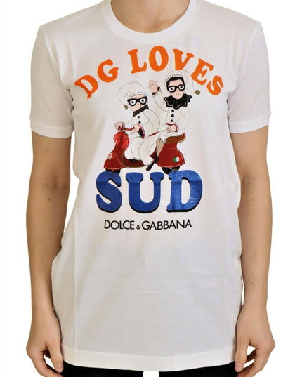 Dolce & Gabbana White Cotton DG Loves SUD  T-shirt