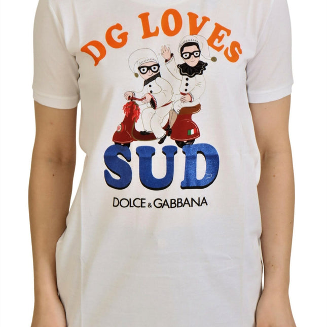 Dolce & Gabbana White Cotton DG Loves SUD  T-shirt