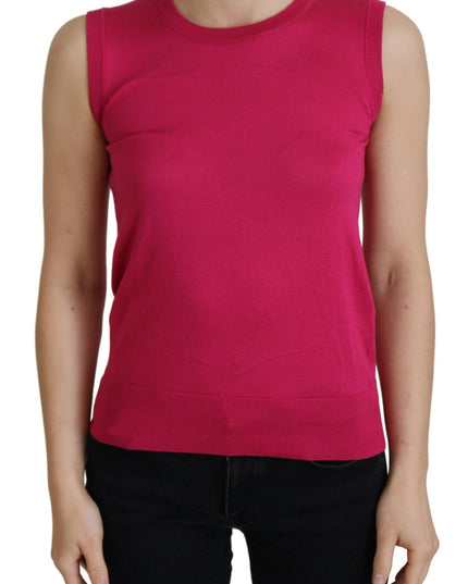 Dolce & Gabbana Pink Silk Vest Pullover Crewneck Tank Top