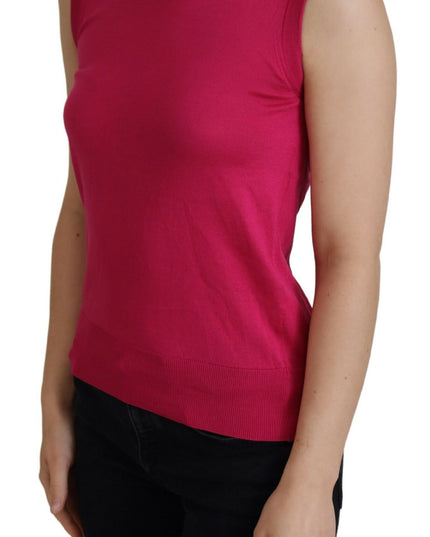 Dolce & Gabbana Pink Silk Vest Pullover Crewneck Tank Top