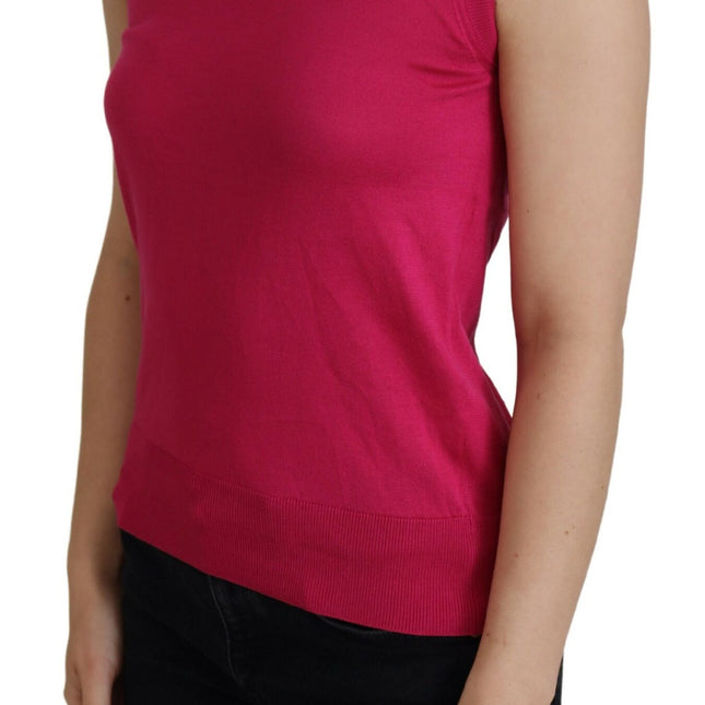 Dolce & Gabbana Pink Silk Vest Pullover Crewneck Tank Top