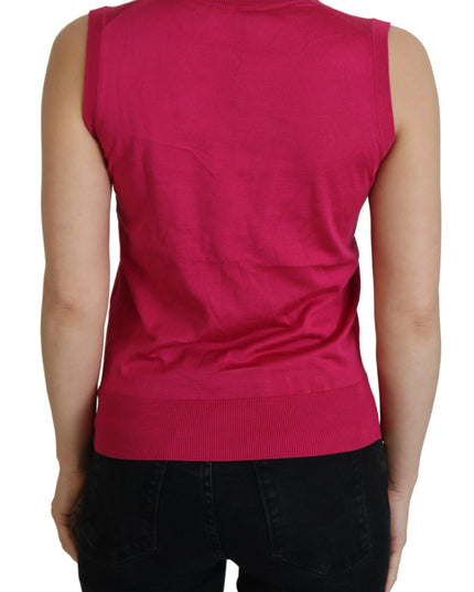 Dolce & Gabbana Pink Silk Vest Pullover Crewneck Tank Top