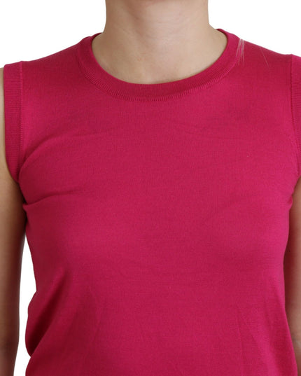 Dolce & Gabbana Pink Silk Vest Pullover Crewneck Tank Top