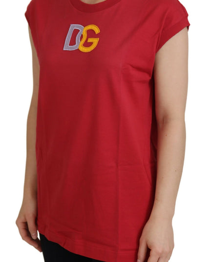 Dolce & Gabbana Red Cotton DG Logo Tank Top T-shirt