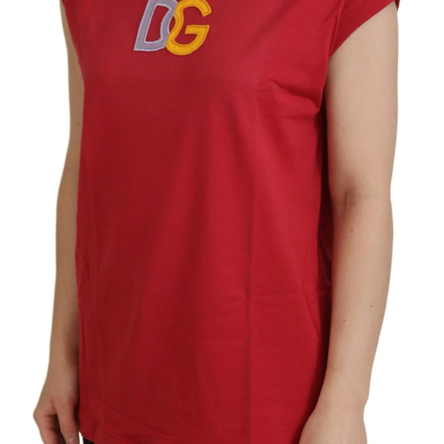 Dolce & Gabbana Red Cotton DG Logo Tank Top T-shirt