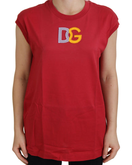 Dolce & Gabbana Red Cotton DG Logo Tank Top T-shirt