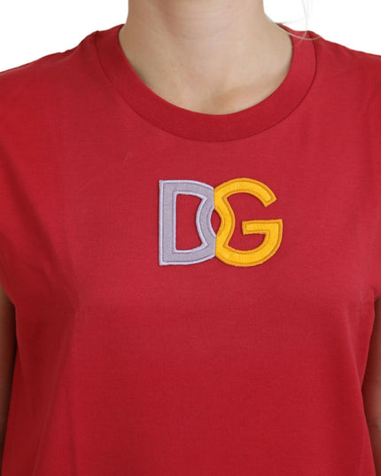 Dolce & Gabbana Red Cotton DG Logo Tank Top T-shirt