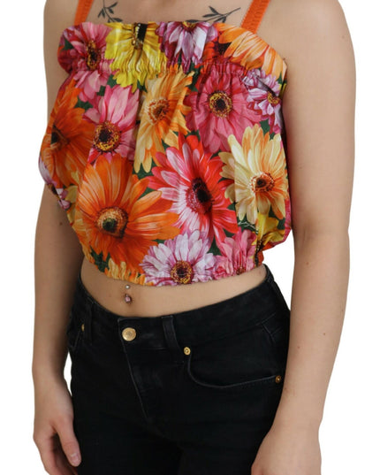 Dolce & Gabbana Blouse Cropped Floral Cotton Tank Top