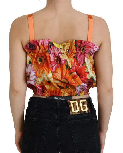 Dolce & Gabbana Blouse Cropped Floral Cotton Tank Top