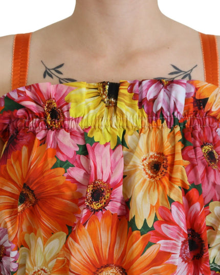 Dolce & Gabbana Blouse Cropped Floral Cotton Tank Top