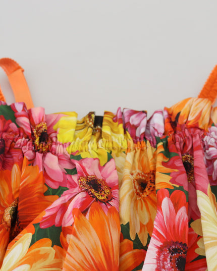 Dolce & Gabbana Blouse Cropped Floral Cotton Tank Top