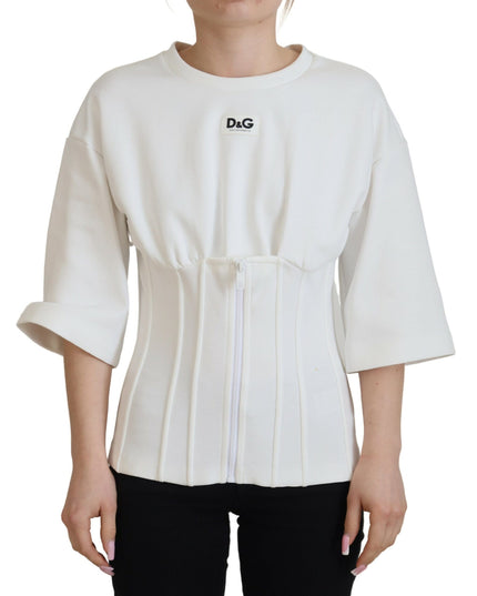 Dolce & Gabbana White Corset Stretch Cotton Top T-shirt