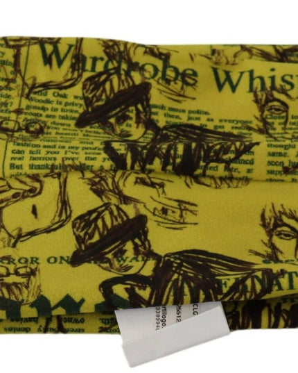 John Galliano Yellow Newspaper Print Cropped Blouse