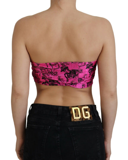 John Galliano Pink Newspaper Print Bra Cropped Blouse